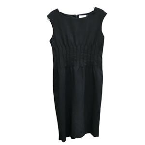 Calvin Klein Black Sleeveless Sheath Dress - Size 6 - Pintucked Pleated Waist